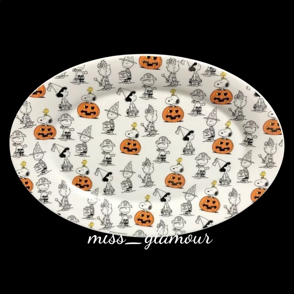 Peanuts Gang Snoopy Halloween Trick or Treat Serving Tray Platter
